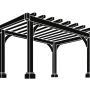Black and white illustration of a wooden pergola similar to one by a Pergola Builder in Bellevue.